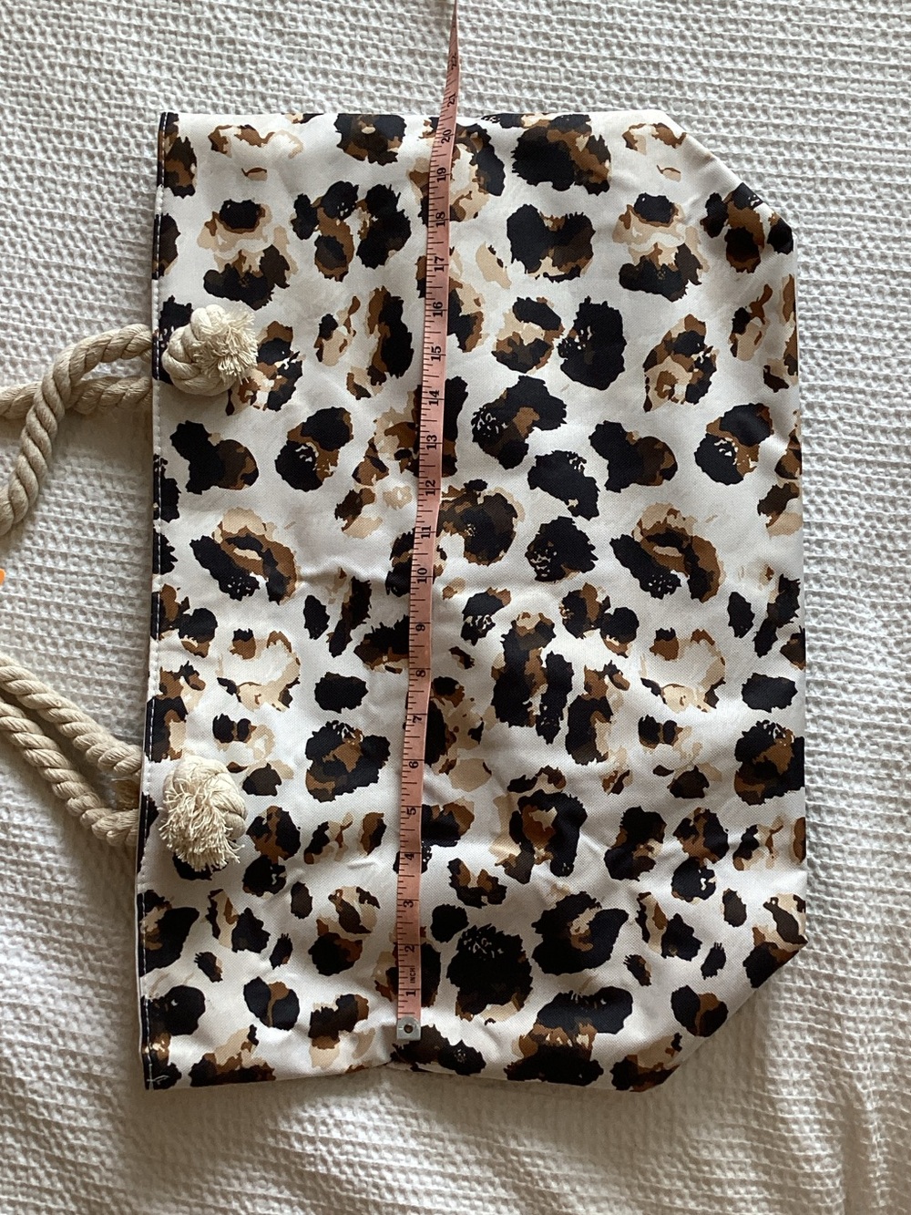 Leopard Print Canvas Tote Bag in White and Brown - Picture 2 of 4